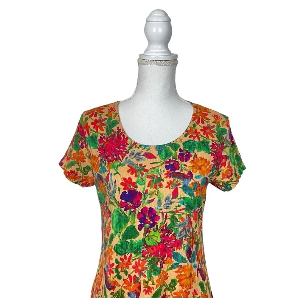 Peruvian Connection Tropico Dress Floral Print Pima Cotton M - Picture 6 of 10